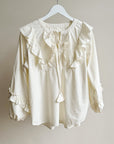 Parchment Romantic Cotton Ruffle Blouse