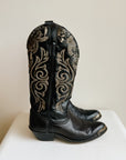 Onyx Embroidered Leather Cowboy Boots | Size 6.5