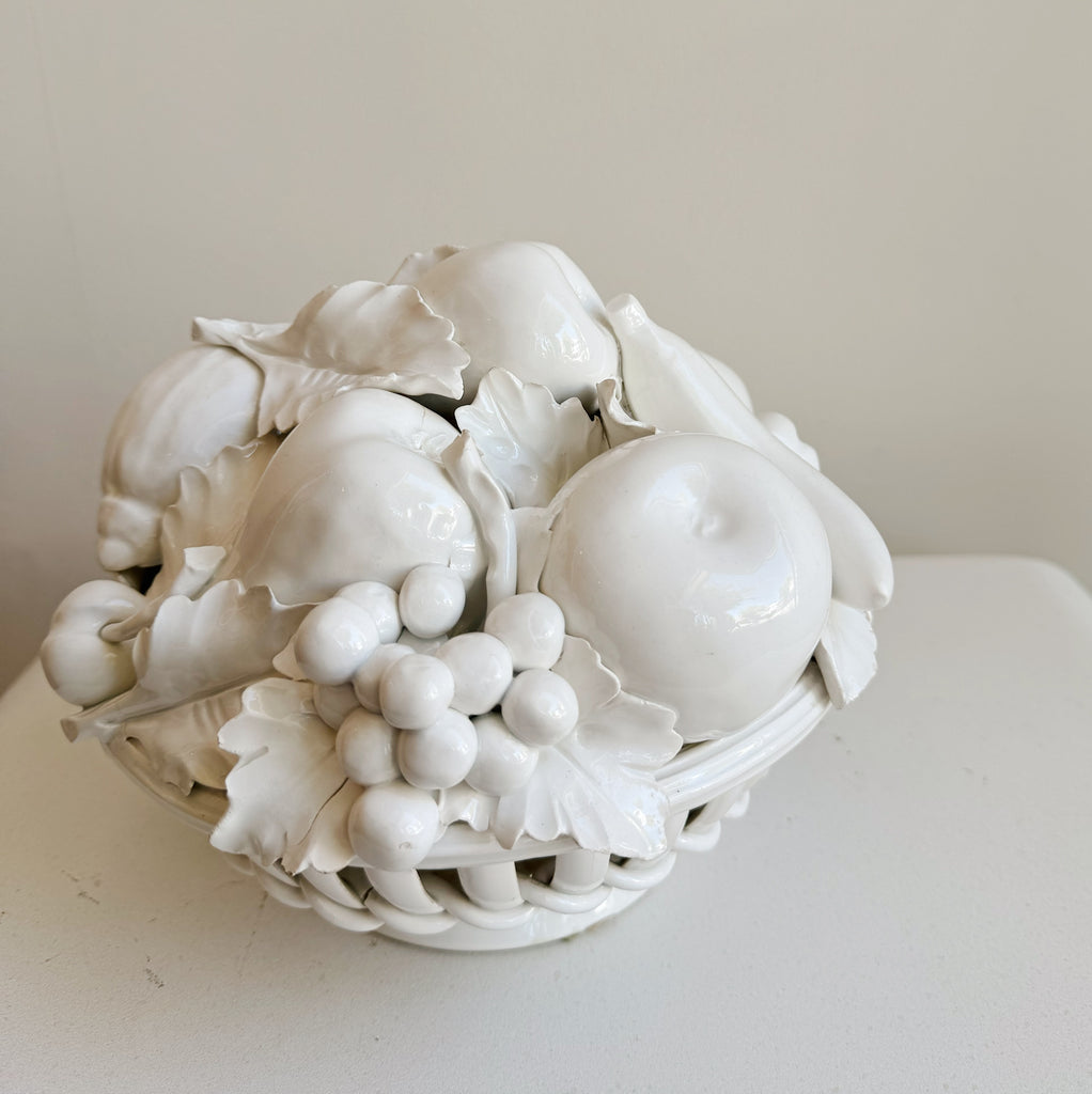 Ivory Ceramic Woven Fruit Basket