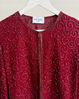 Carmine Silk Beaded Cardigan