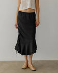 All Row | River Asymmetrical Midi Skirt in Black