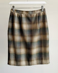 Tan + Emerald Wool Plaid Skirt