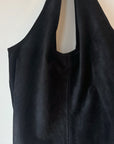 Suede Leather Shoulder Bag in Black