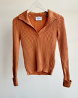 Dusty Orange Wool Knit V-Neck