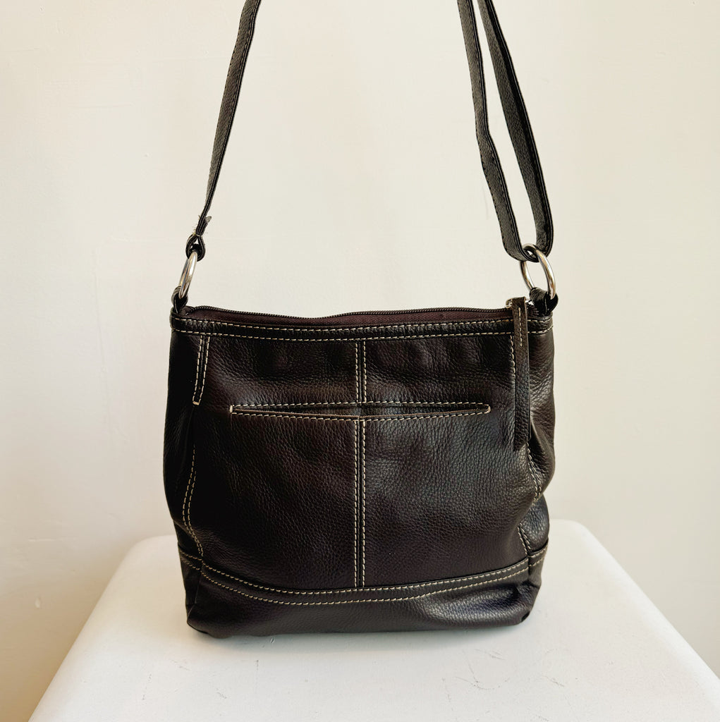 Umber Whipstitch Leather Shoulder Bag