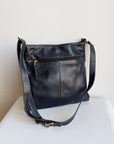 Ink Pebbled Leather Square Bag