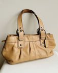 Tan Coach Leather Belted Baguette Purse