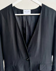 Onyx Brushed Silk Collarless Blazer