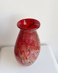 Red Trippy Blown Glass Art Vase