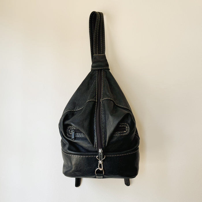 Soft Black Origami Convertible Backpack