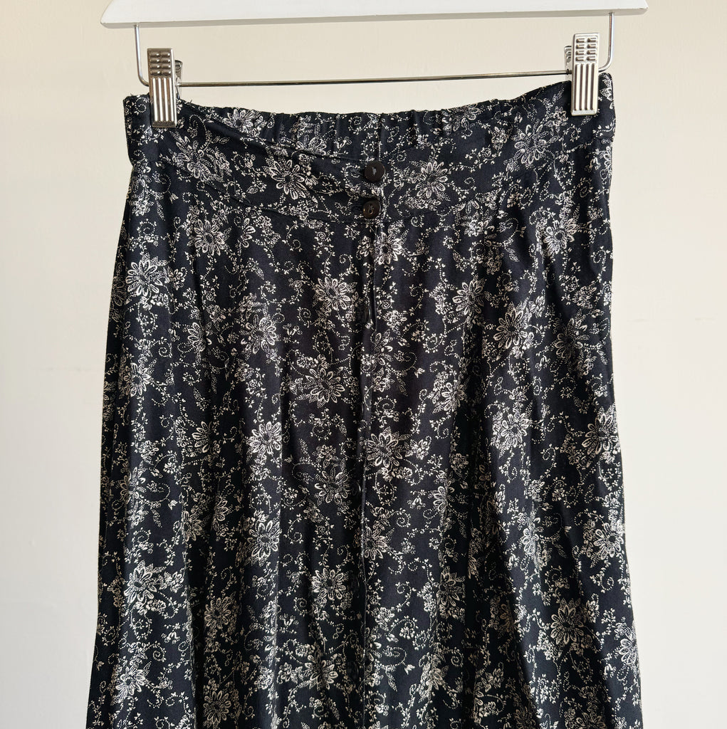 Botanical Button Front Maxi Skirt