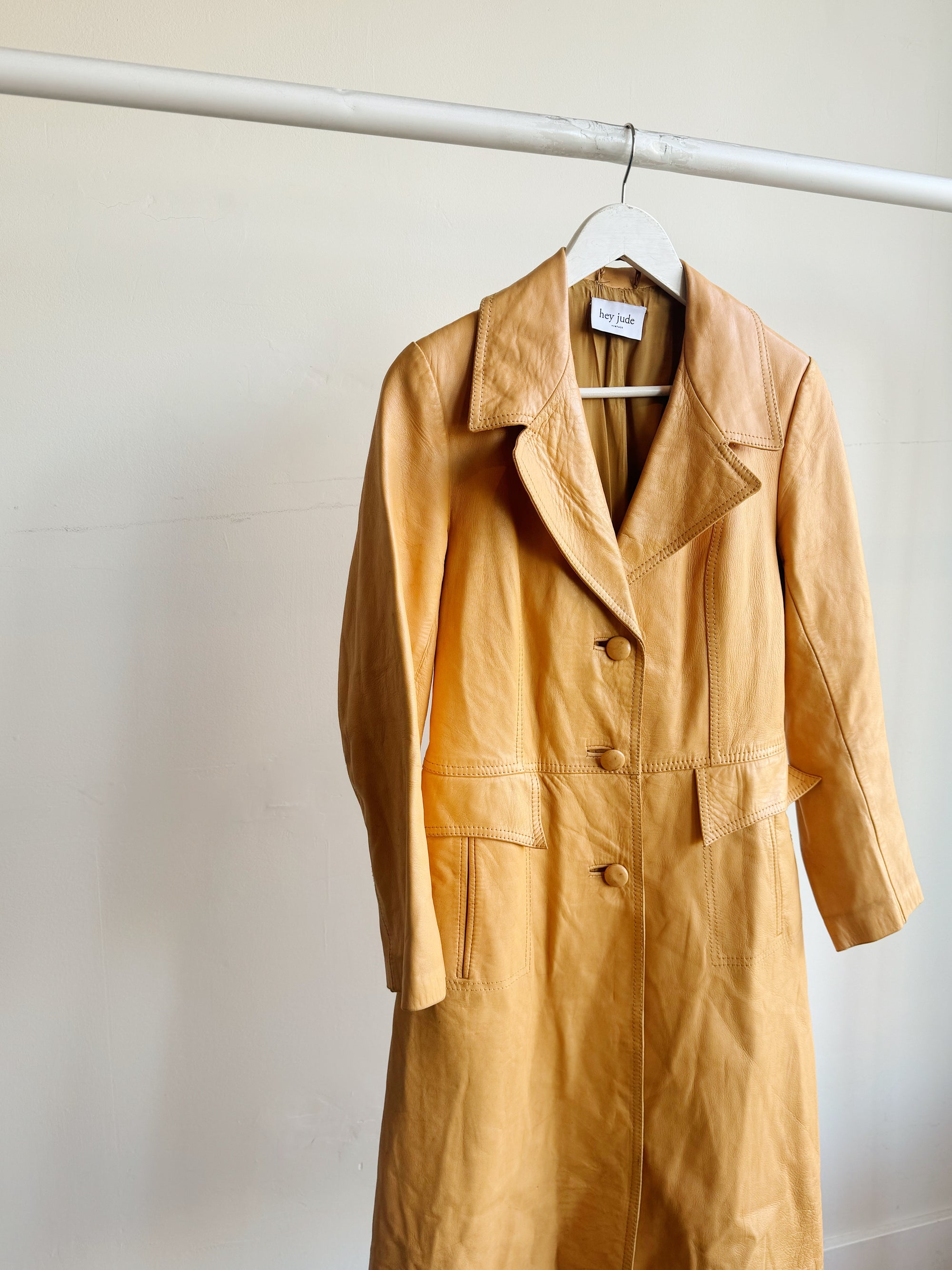 Camel Soft Leather Trench Coat