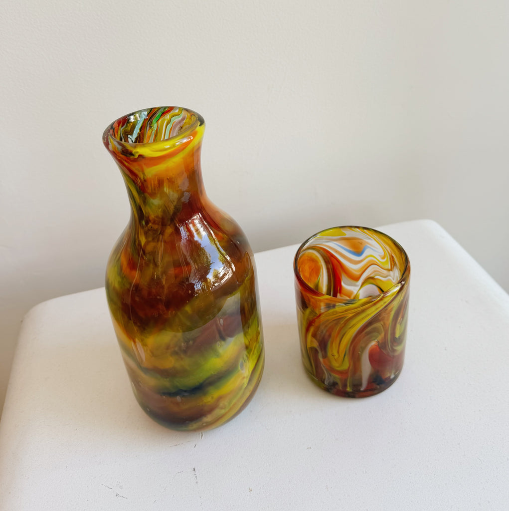 Colourful Blown Glass Carafe Set