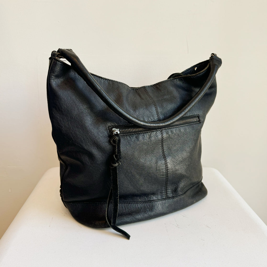 Soft Black Triangle Patchwork Bag