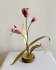 Pink Floral Brass Sculpture