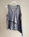 Dusty Blue Asymmetrical Linen Top