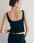 a.ren | Sleeveless Lace Trim Top