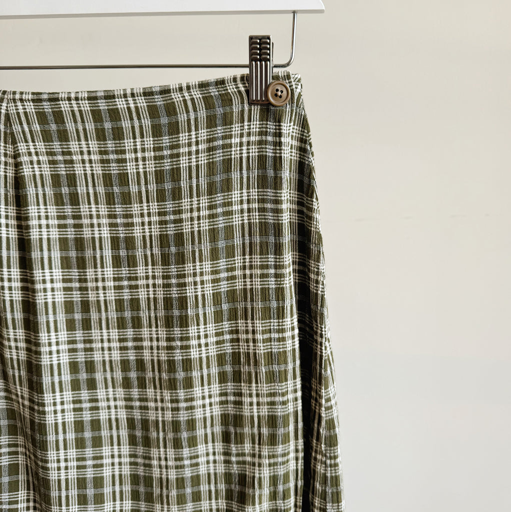 Moss Plaid Wrap Skirt