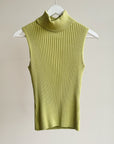 Lime Sleeveless Ribbed Silk Top