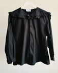 Black Cotton Ruffled Sailor Blouse