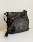 Umber Whipstitch Leather Shoulder Bag