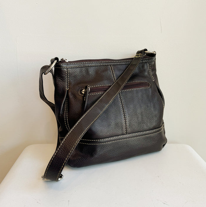Umber Whipstitch Leather Shoulder Bag