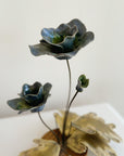 Blue Floral Brass Sculpture