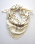 Raw Silk Botanical Bandana in Cream