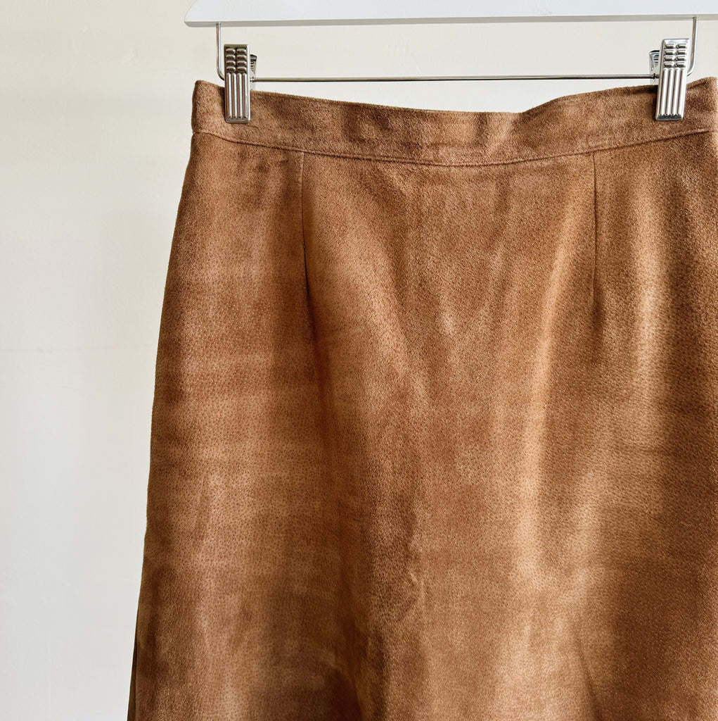 Walnut Suede Pencil Skirt