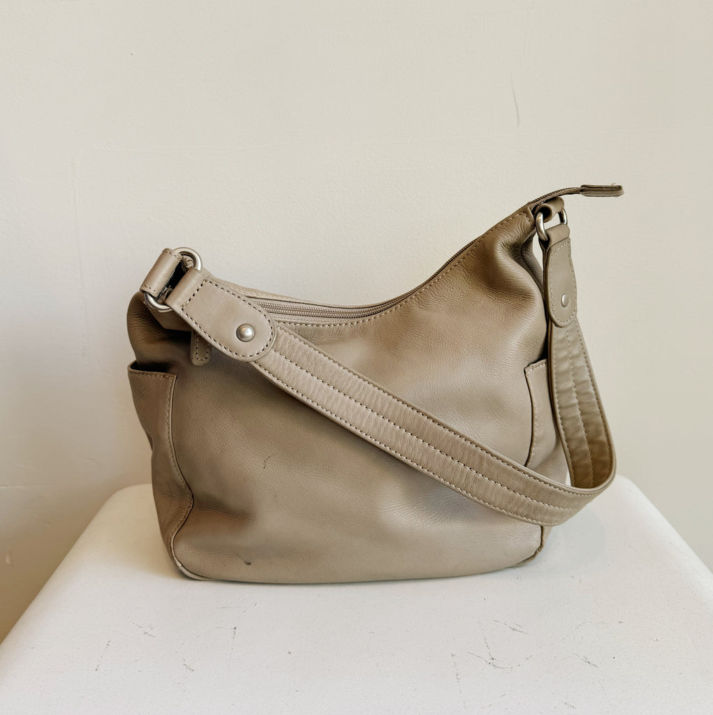 Dove Curved Leather Shoulder Bag