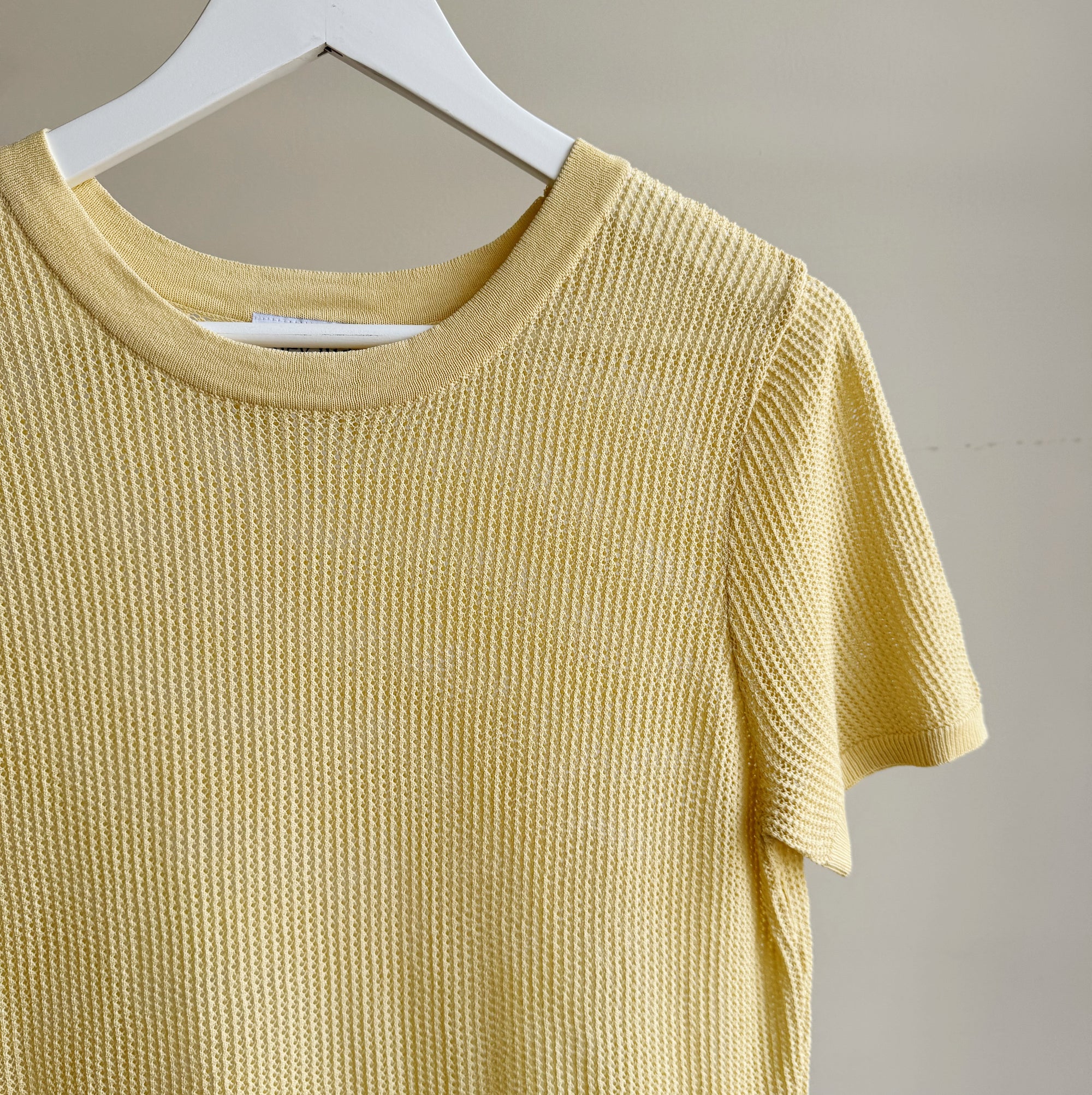 Lemon Yellow Open Knit Tee