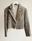 Cropped Textured Wool Jacket