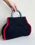 Black + Red Wool Felted Handbag