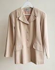 Beige Tailored 90's French Silk Blazer