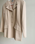 Beige Tailored 90's French Silk Blazer