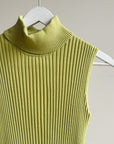 Lime Sleeveless Ribbed Silk Top