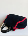 Black + Red Wool Felted Handbag