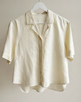 Butter White Linen Boxy Top