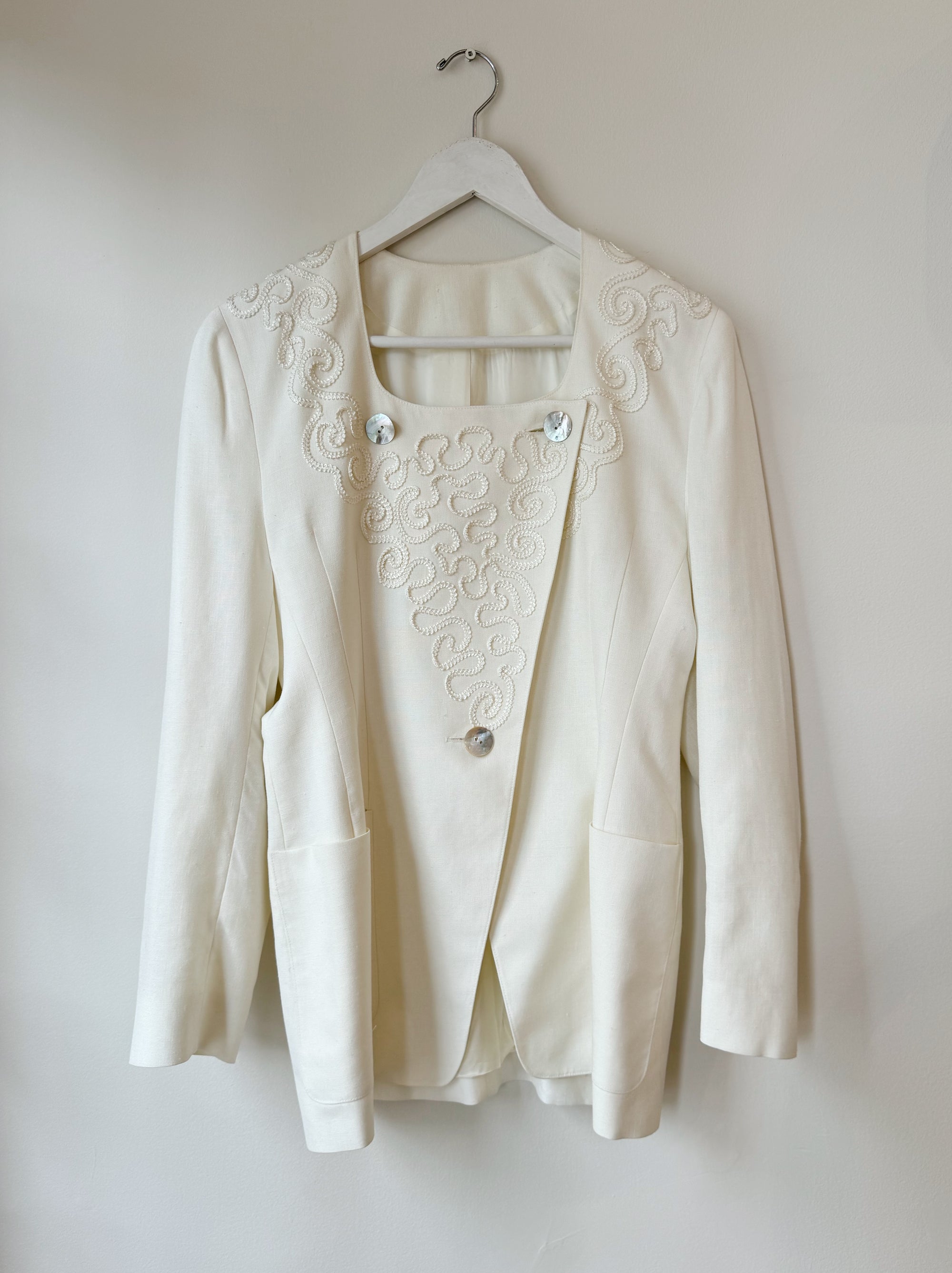 Cream Baroque Linen Jacket