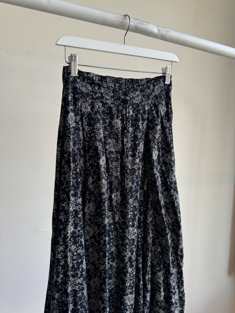 Botanical Button Front Maxi Skirt