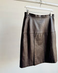 Umber Leather Panel Skirt