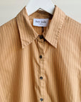 Toffee Pinstripe Cotton Button Up