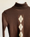 Cappuccino Argyle Ribbed Turtleneck