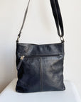 Ink Pebbled Leather Square Bag