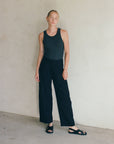 a.ren | Woven Cotton + Linen Wide Pants