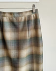 Tan + Emerald Wool Plaid Skirt