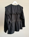 Black Cotton Ruffled Sailor Blouse