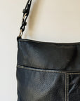 Onyx Pebbled Leather Shoulder Bag