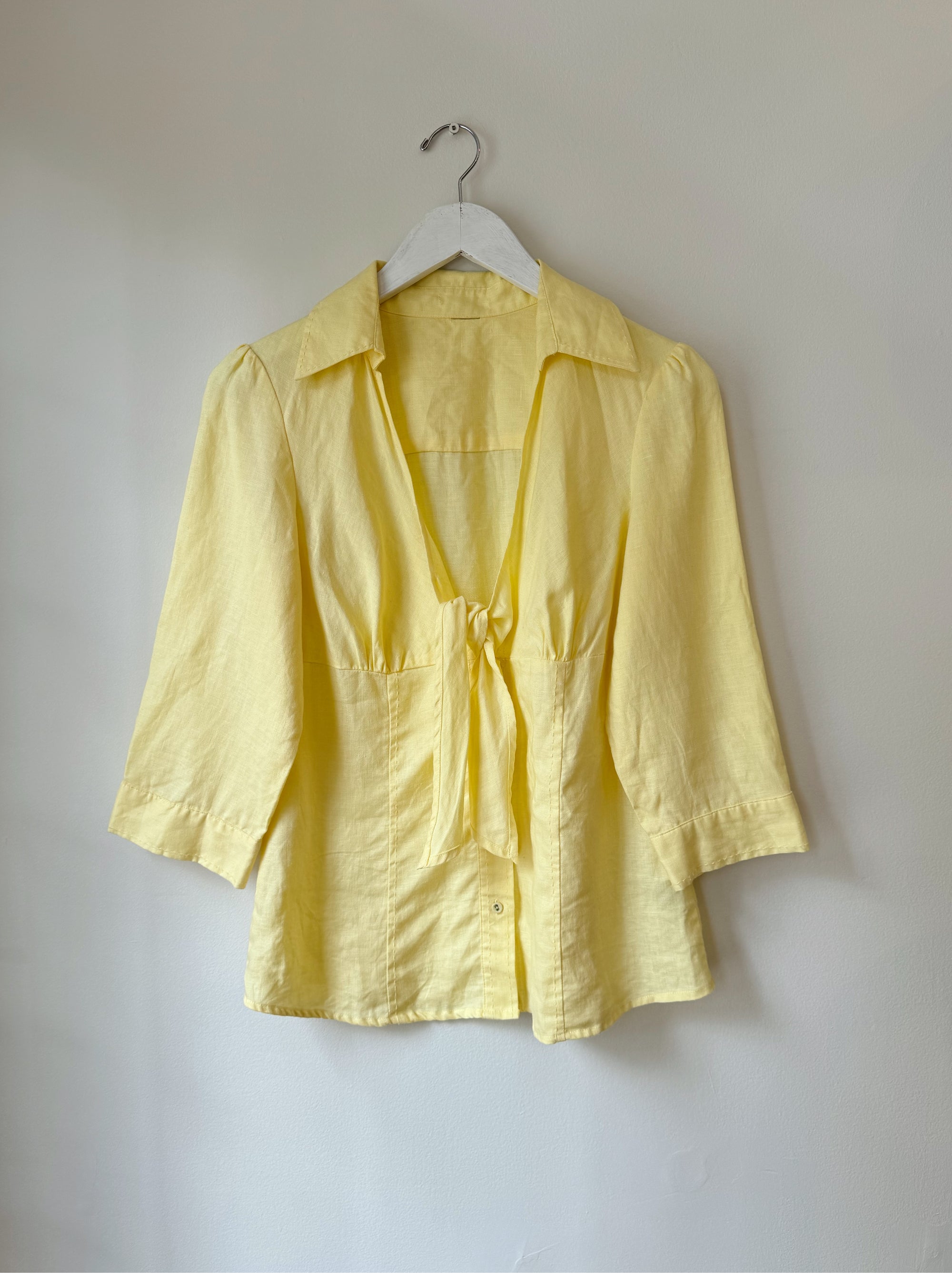 Lemon Linen Bustier Blouse