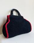 Black + Red Wool Felted Handbag